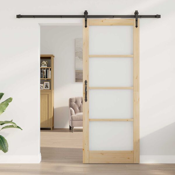 vidaXL Skyved&oslash;r ORKDAL Naturlig 83 x 211 cm Massivt furutre og glass