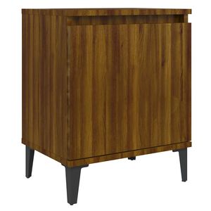 vidaXL Nattbord med metallben brun eik 40x30x50 cm