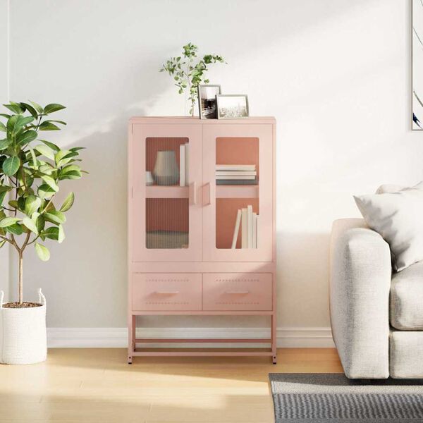 vidaXL Highboard rosa 68x39x111,5 cm stål