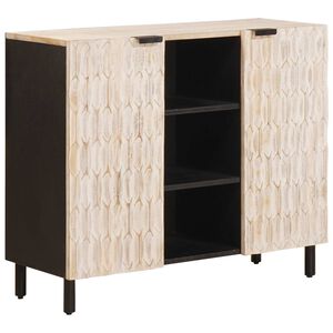 vidaXL Serviesskap Hvit Vask Finish 90 x 33 x 75 cm Massiv mango tre