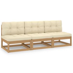 vidaXL Sofa med puter 3-seters heltre furu