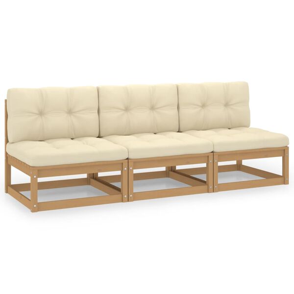 vidaXL Sofa med puter 3-seters heltre furu