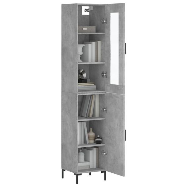 vidaXL Highboard betonggrå 34,5x34x180 cm konstruert tre