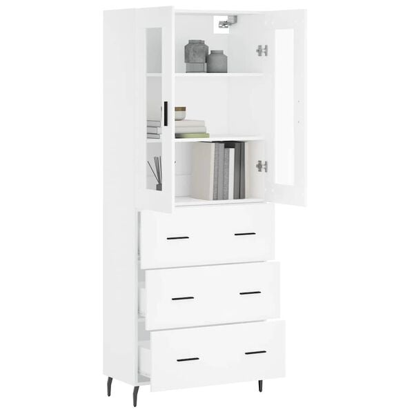 vidaXL Highboard hvit 69,5x34x180 cm konstruert tre