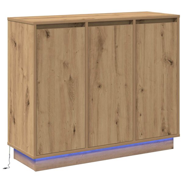 vidaXL LED sideboard Artisan Eik 90 x 32 x 75 cm Konstruert tre