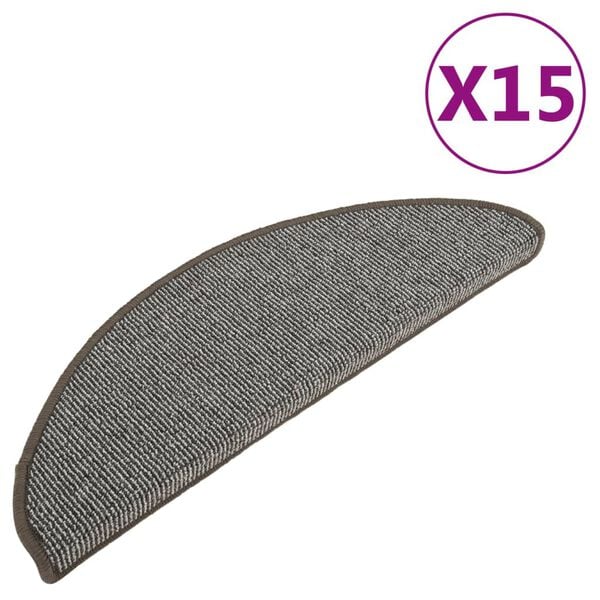 vidaXL Trappematter 15 stk 65x21x4 cm gr&aring; halvrund store