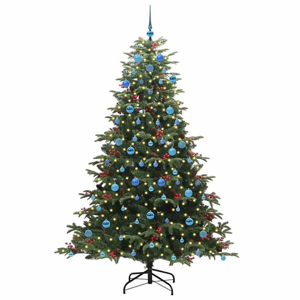 vidaXL Kunstig juletre med 300 LED gr&oslash;nn 210 cm PVC og Metall og Plast