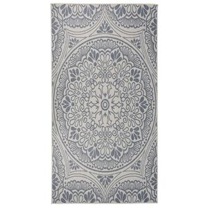 vidaXL Utend&oslash;rs flatvevd teppe 80x150 cm bl&aring; m&oslash;nster