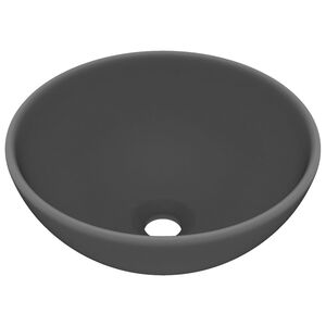 vidaXL Luksuri&oslash;s servant rund matt m&oslash;rkegr&aring; 32,5x14 cm keramisk