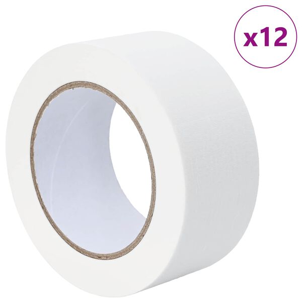 vidaXL Maler Maskeringstape 12 pcs Hvit 50mm x 50m Papir