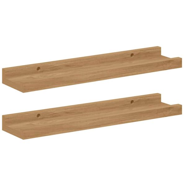 vidaXL Vegghylle med hylle 2 pcs Brun 40 x 9 x 3 cm Konstruert tre