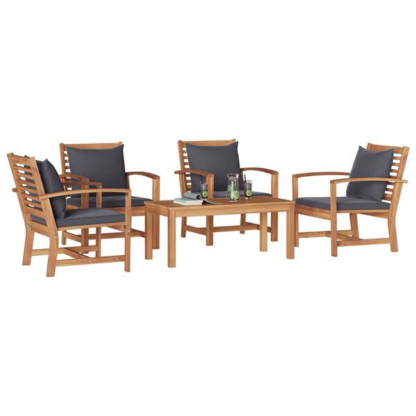 vidaXL Hagesofa Set Naturlig Heltre teak