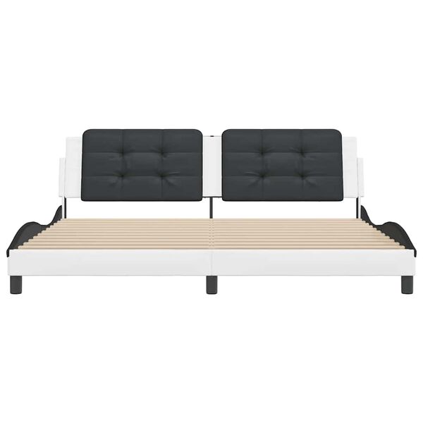 vidaXL Sengeramme uten madrass Zadar hvit og svart 200x200 cm kunstl&aelig;r