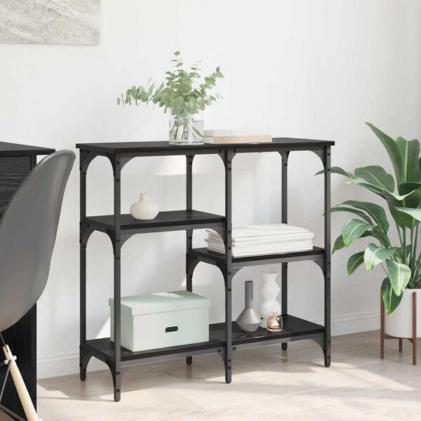 vidaXL Konsollbord med hylle Svart Eik 80 x 29 x 75 cm Konstruert tre