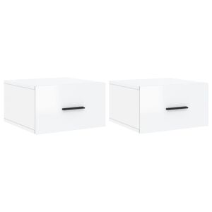 vidaXL Veggmonterte nattbord 2 stk h&oslash;yglans hvit 35x35x20 cm