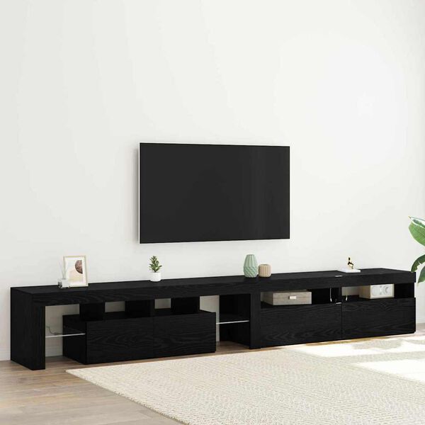 vidaXL TV-skap 3 pcs Svart Eik 260 x 37 x 40 cm Konstruert tre