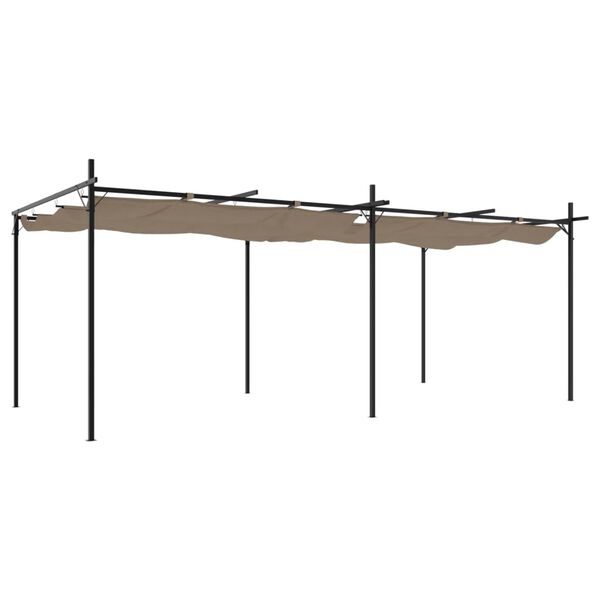 vidaXL Pergola med uttrekkbar tak gråbrun 589x292x230 cm