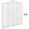 vidaXL Gabionkurver buede 14 stk 200x30x200/220 cm galvanisert jern