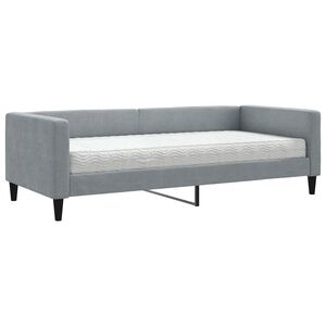 vidaXL Dagseng med madrass lysegr&aring; 90x190 cm stoff