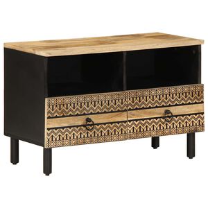 vidaXL TV-benk svart 70x33,5x46 cm grovt heltre mangotre