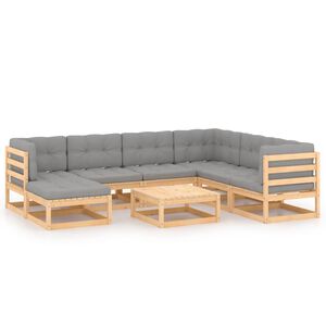 vidaXL Hagesofagruppe med puter 8 deler heltre furu