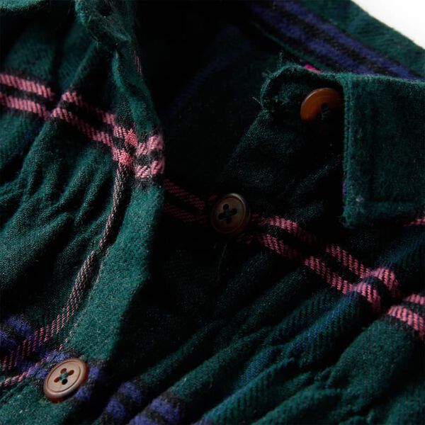 Barnekjole med lange ermer og volanger mørkegrønn 92