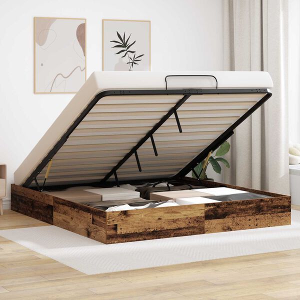 vidaXL Ottoman sengeramme Gammelt tre 160 x 200 cm Konstruert tre