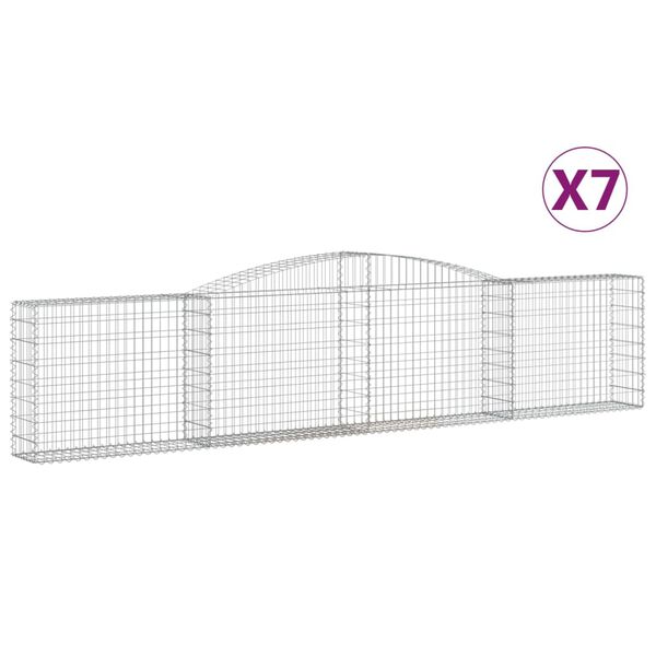 vidaXL Gabionkurver buede 7 stk 400x30x80/100 cm galvanisert jern