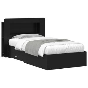 vidaXL Sengeramme med oppbevaring Svart 75 x 190 cm Konstruert tre