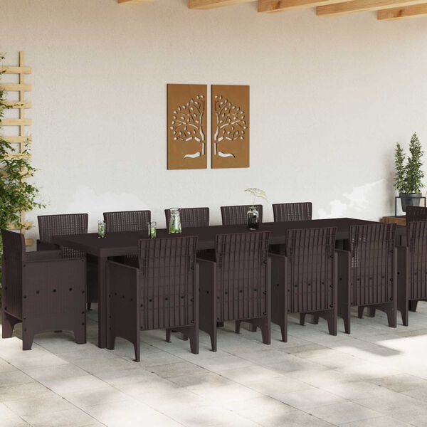 vidaXL Hage Spisegruppe 13 pcs Brun Poly rattan