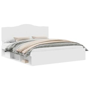 vidaXL Sengestamme med hodegjerde Hvit 200 x 200 cm Massiv furu