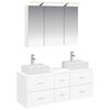 vidaXL Baderomsinnredningssett 4 pcs Hvit Konstruert tre og glass