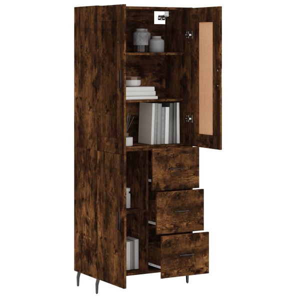 vidaXL Highboard røkt eik 69,5x34x180 cm konstruert tre