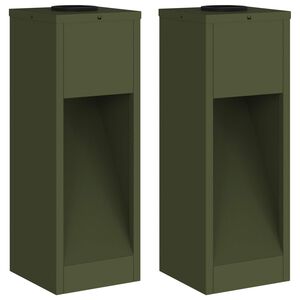 vidaXL Solcelle LED Stibelys 2 pcs Olivengrønn Kaldvalset stål