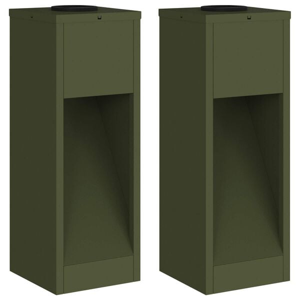 vidaXL Solcelle LED Stibelys 2 pcs Olivengrønn Kaldvalset stål