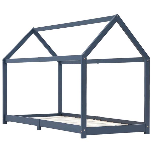 vidaXL Sengeramme for barn heltre furu grå 90x200 cm