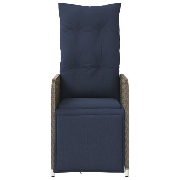 vidaXL Hagestoler med hvilestoler 2 stk med puter gr&aring; polyrotting