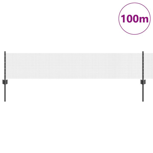 vidaXL Gjerde med stolpe Gr&aring; 0,4 x 100 m St&aring;l og PVC