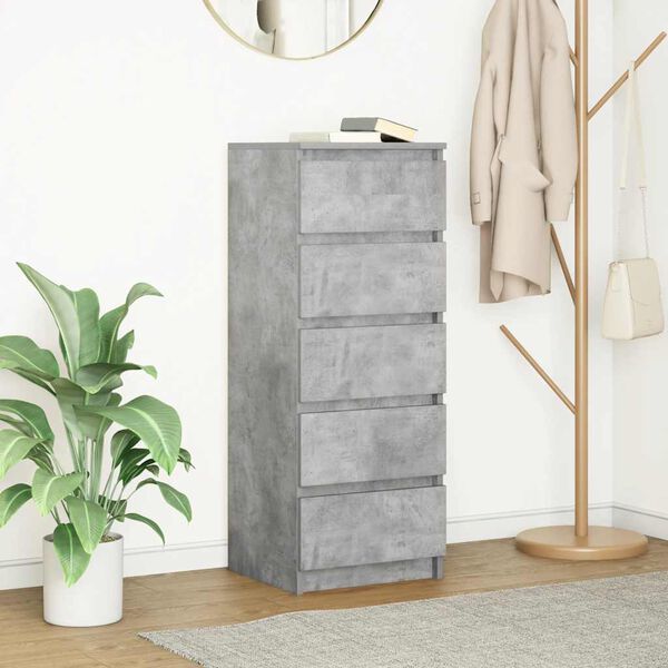 vidaXL Skjenk med skuffer betonggr&aring; 37,5x35x99 cm konstruert tre