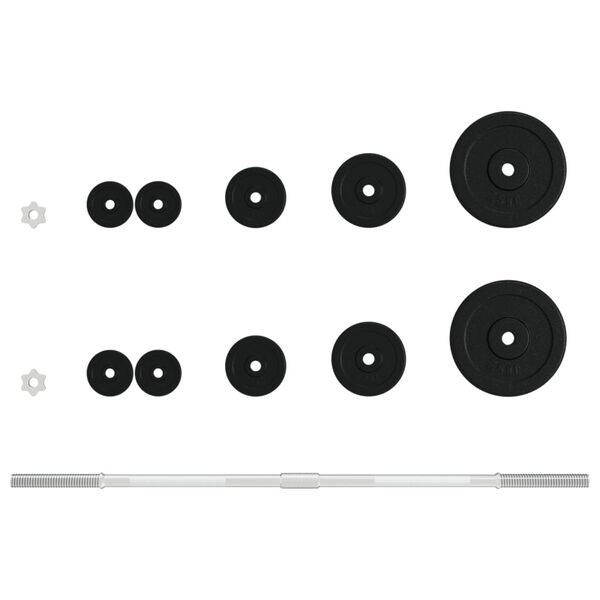 vidaXL Vektstangsett med skiver 30 kg støpejern