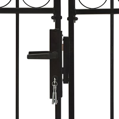 vidaXL Hageport med dobbel dør og buet topp stål 300x150 cm svart