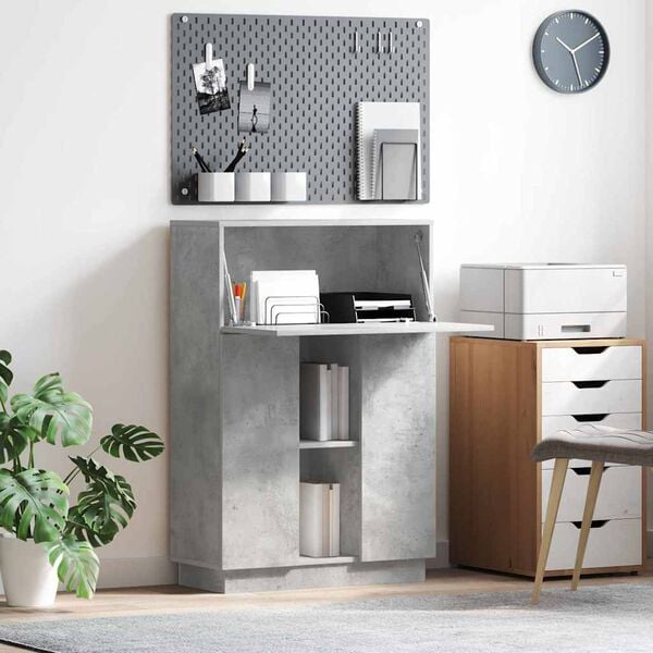 vidaXL Skrivebord Betonggr&aring; 71.5 x 31.5 x 106.5 cm Konstruert tre