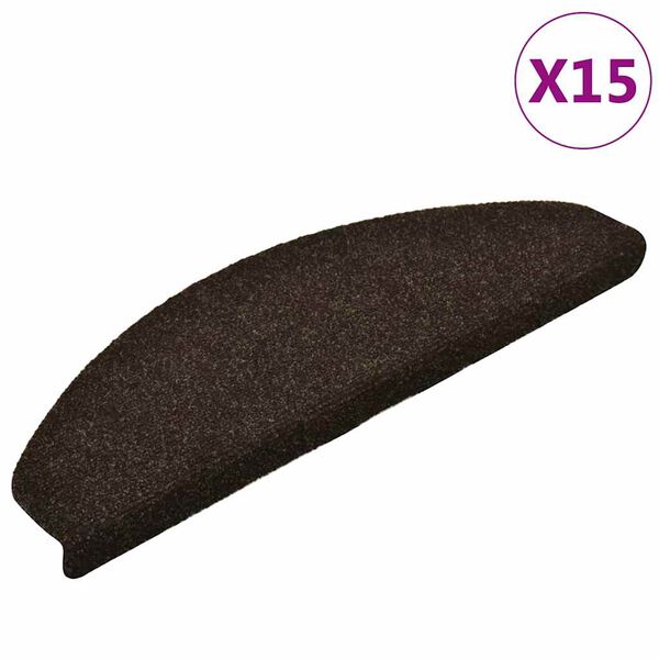 vidaXL Trappematter selvklebende 15 stk 65x21x4 cm mørkebrune halvrund store