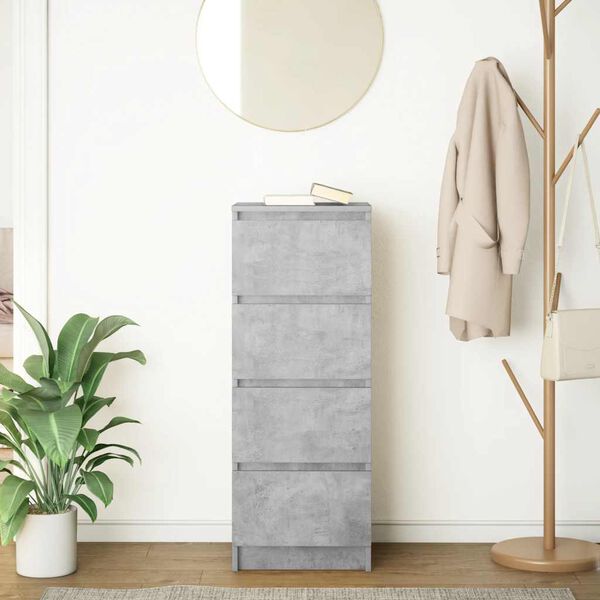 vidaXL Skjenk betonggr&aring; 37,5x35x99 cm konstruert tre