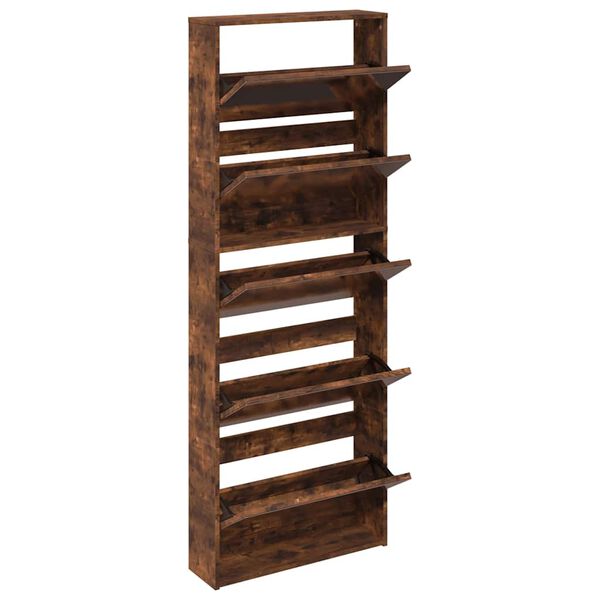 vidaXL Skoskap med speil 5 lag r&oslash;kt eik 63x17x169,5 cm