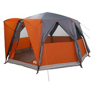 vidaXL Kabin telt for 6 personer Gr&aring; og Oransje 425 x 396 x 222 cm