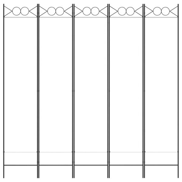 vidaXL Romdeler med 5 paneler hvit 200x200 cm stoff