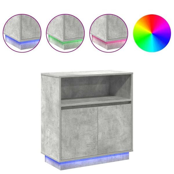 vidaXL LED sideboard Betonggr&aring; 71 x 34,5 x 75 cm Konstruert tre