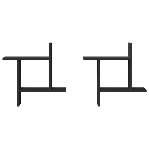 vidaXL Vegghyller 2 stk svart 50x12x50 cm konstruert tre