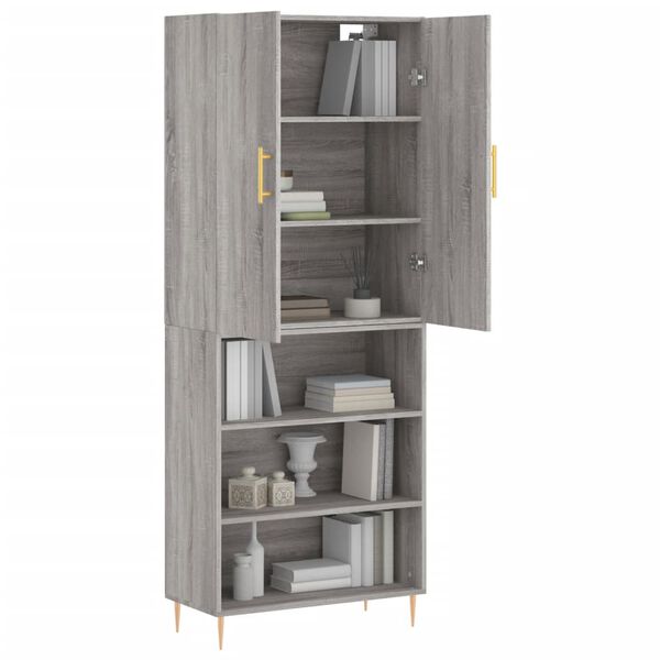 vidaXL Highboard gr&aring; sonoma 69,5x34x180 cm konstruert tre
